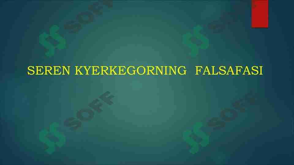 SEREN KYERKEGORNING FALSAFASI 1