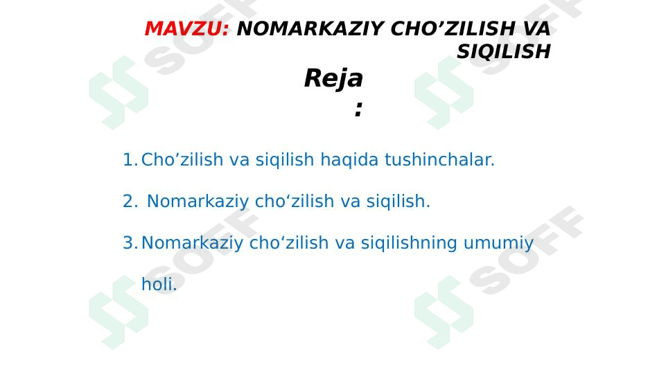 NOMARKAZIY CHO’ZILISH VA SIQILISH 1