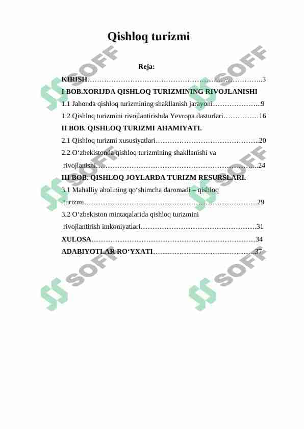 QISHLOQ TURIZMI 1