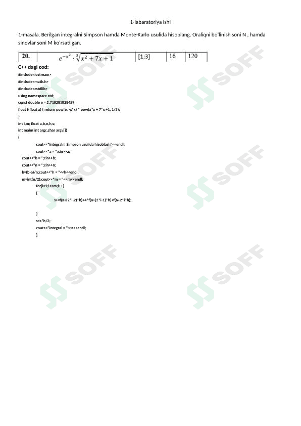 1-laboratoriya ishi 20-variant 1