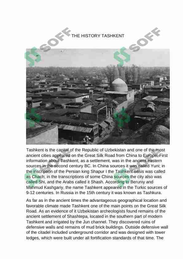 the history tashkent 1
