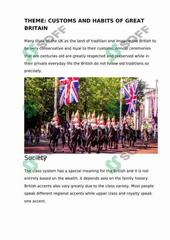 customs and habits of great britain 1