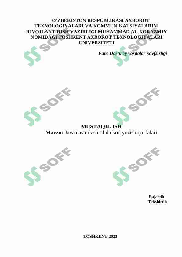 Java dasturlash tilida kod yozish qoidalari 1