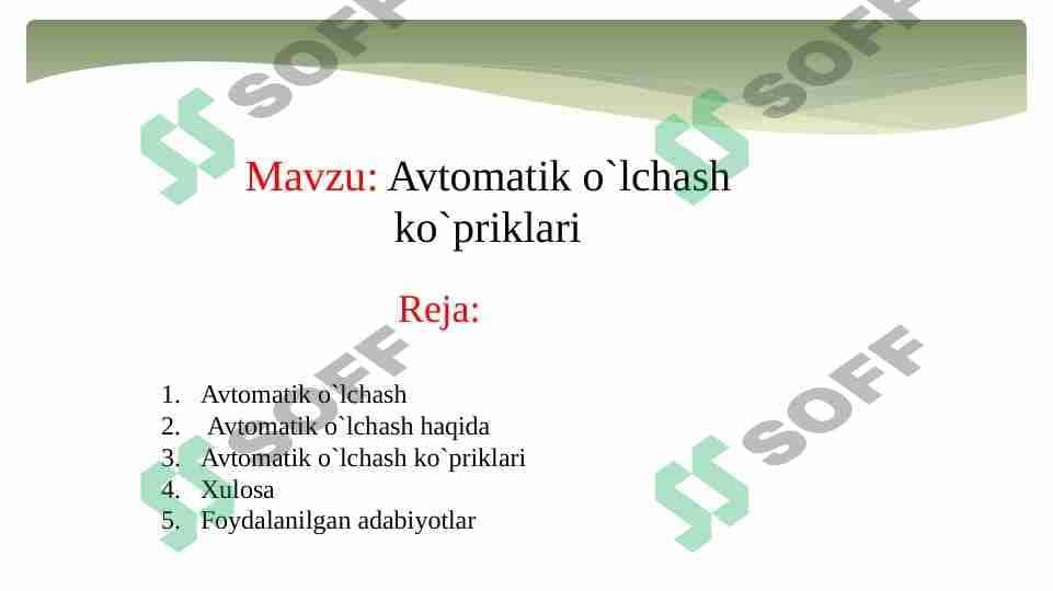 Avtomatik o`lchov ko`priklari 1