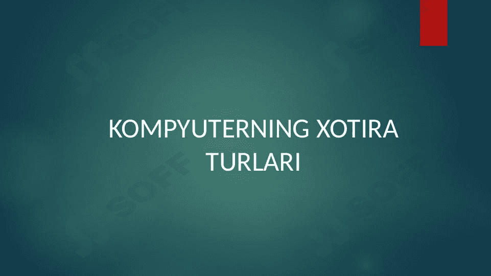Kompyuterning xotira turlari 1