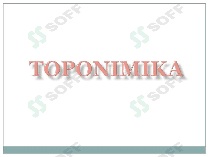 Toponimika. Maxsus tarix fanlari 1