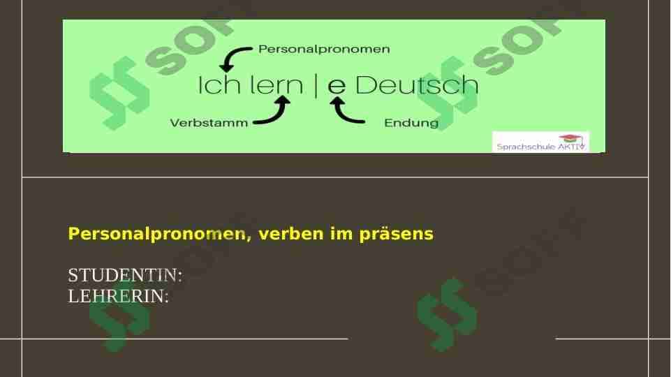 Personalpronomen, verben im präsens 1