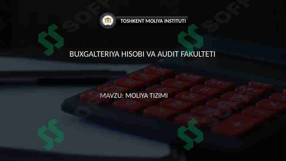 MOLIYA TIZIMI 1