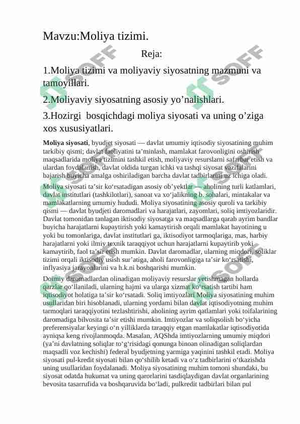 Moliya tizimi 1