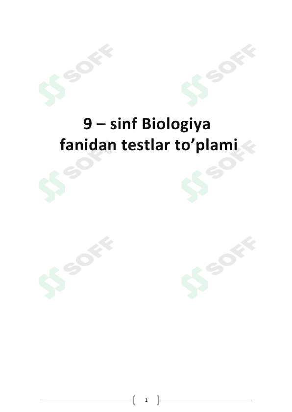 Biologiya fanidan mavzulashtirilgan testlar 1
