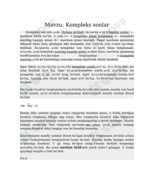 Kompleks sonlar 1