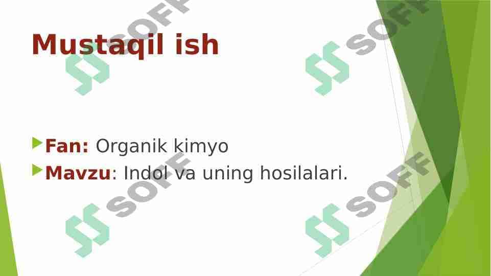 Indol va uning hosilalari. 1