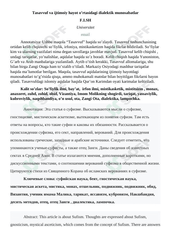 Tasavvuf 1