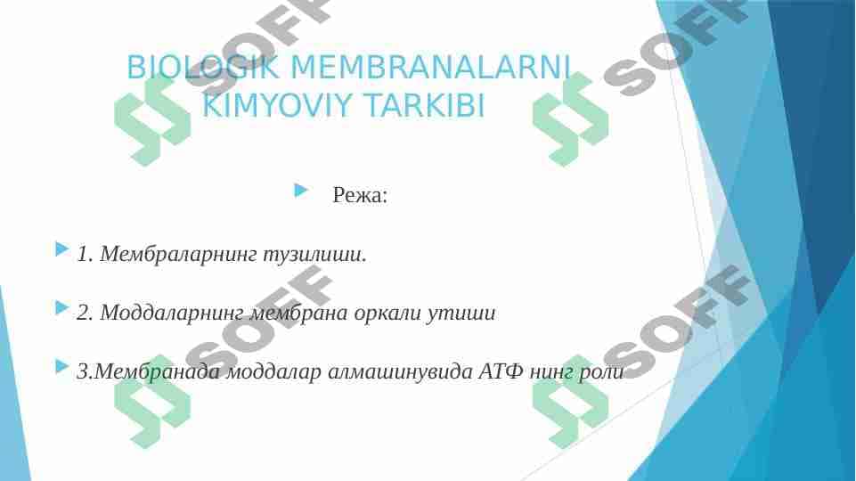 BIOLOGIK MEMBRANALARNI KIMYOVIY TARKIBI 1