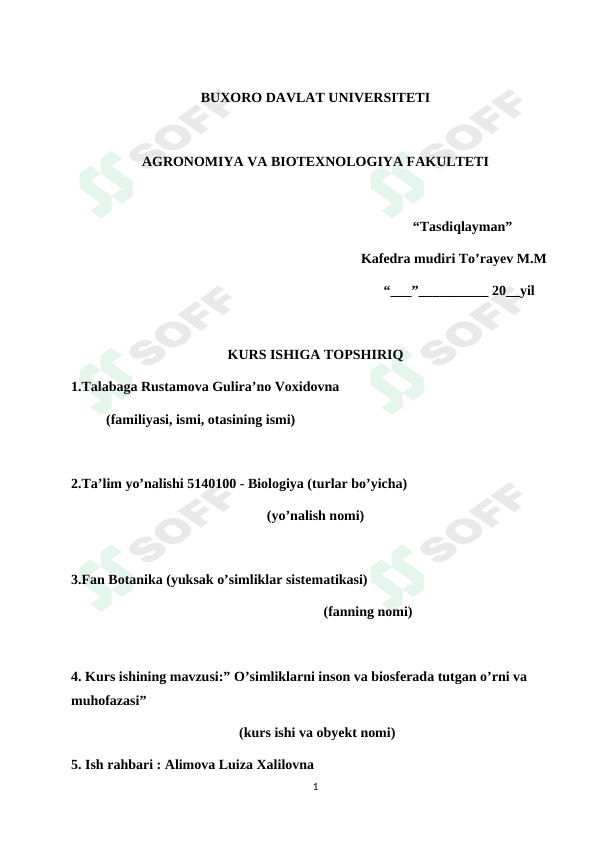 Oʻsimliklarning insonlar va biosferada tutgan oʻrini 1