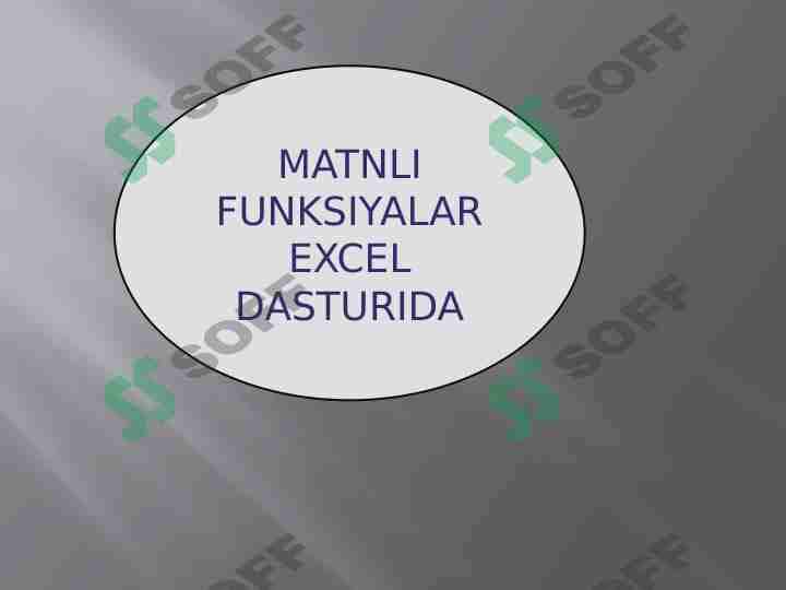 MATNLI FUNKSIYALAR EXCEL DASTURIDA 1