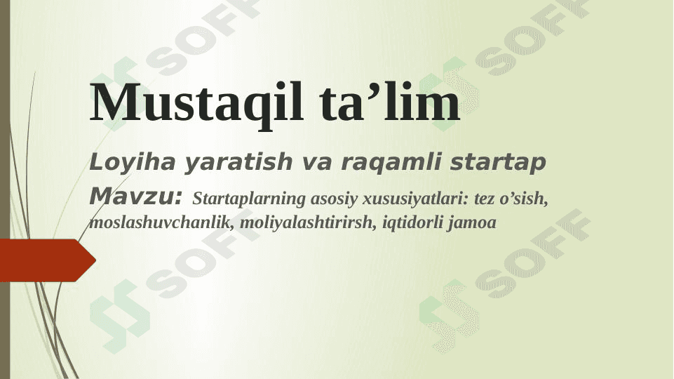 Startaplarning asosiy xususiyatlari 1