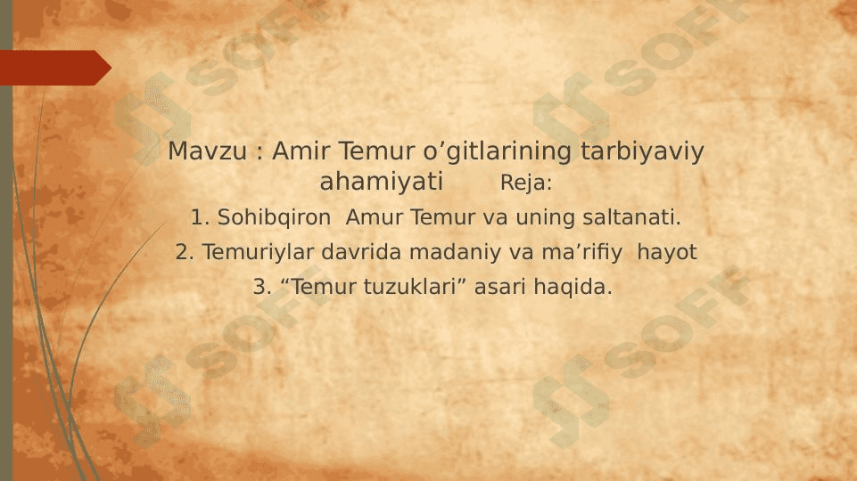 Amir Temur o’gitlarining tarbiyaviy ahamiyati 1