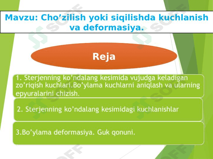 Cho’zilish yoki siqilishda kuchlanish va deformasiya 1