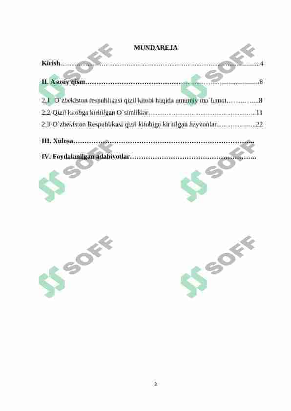 Oʻzbekiston respublikasi qizil kitobi 2