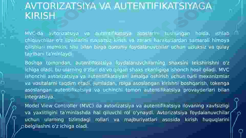 MVC da avtorizatsiya va autentifikatsiya 2