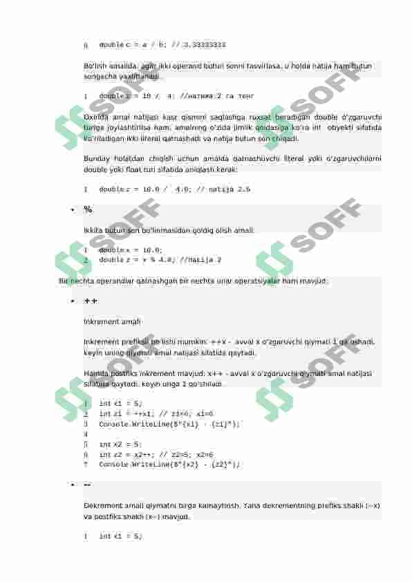 C#  dasturlash tilining o‘zgaruvchilari 2