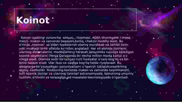 Koinot va oy fazalari 2