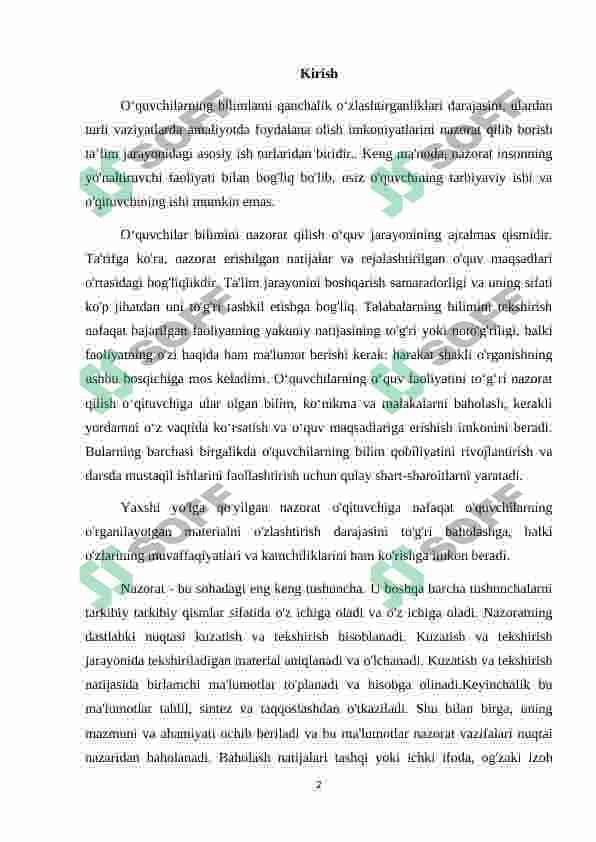 Adabiyotdan sinov darslarini tashkil etish 2
