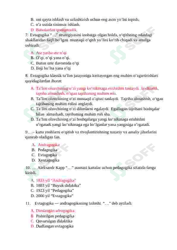Pedagogikdan test 2
