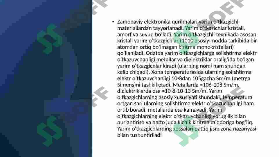 Yarimo’tkazgichlarni elektr xususiyatlari. 2