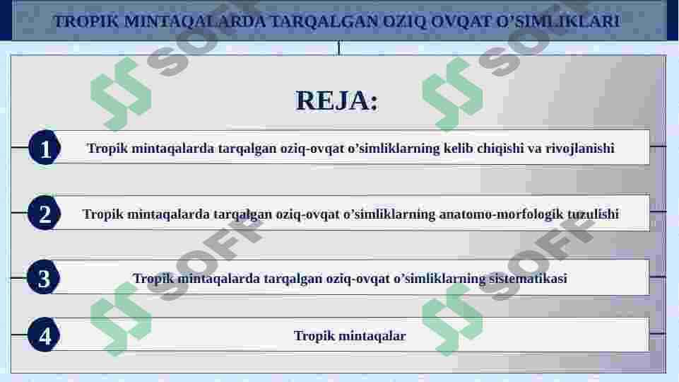 TROPIK MINTAQALARDA TARQALGAN OZIQ OVQAT O’SIMLIKLARI 2