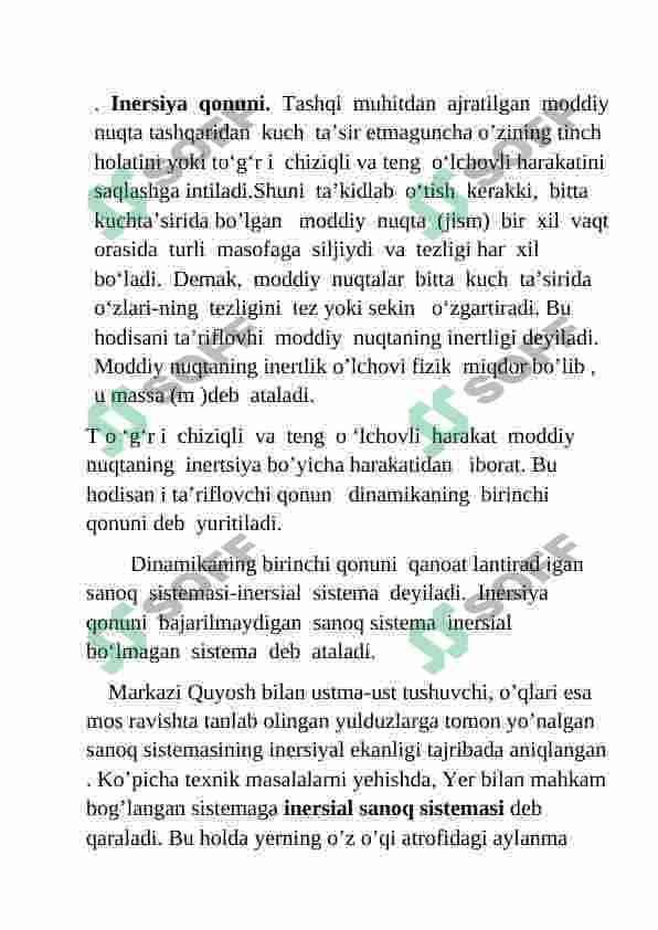 Dinamikaning asosiy tariflari 2