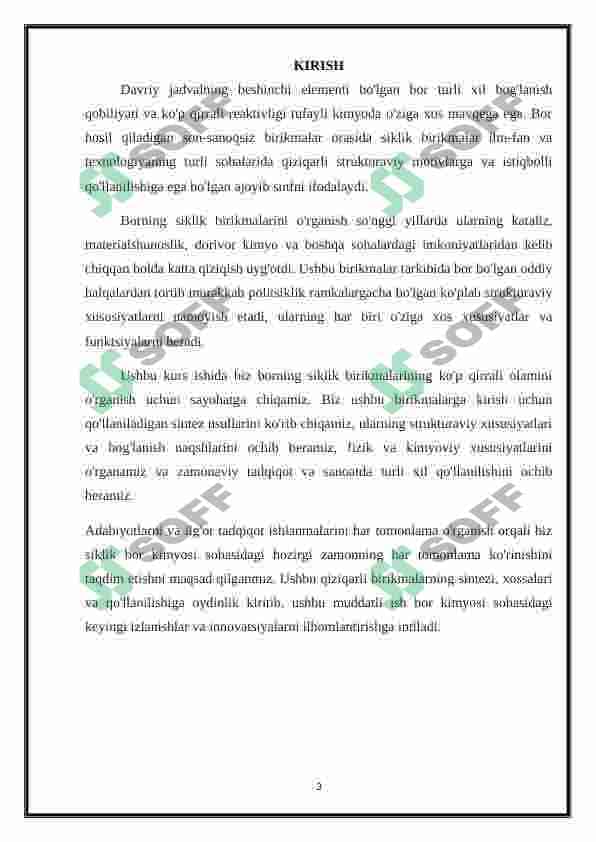 Borning siklik birikmalari ` BOR ELEMENTINING SIKLIK BIRIKMALARI 3