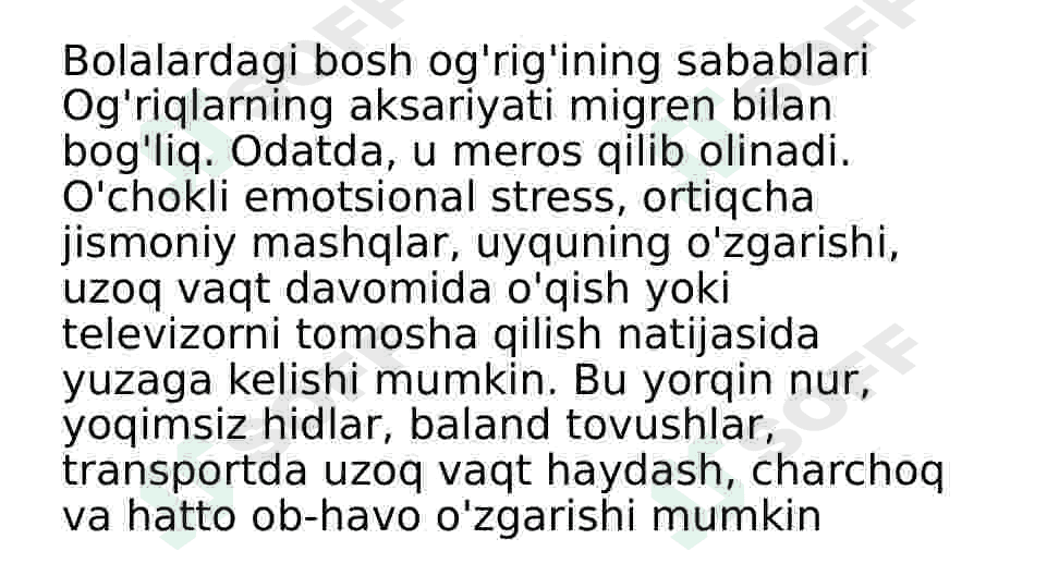 Bolalardagi bosh og'rig'i 3