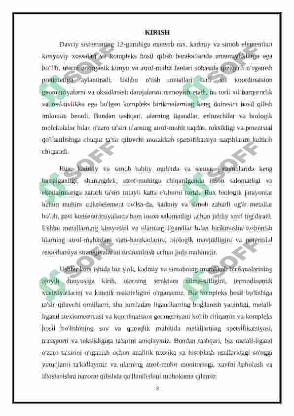 Rux, kadmiy va simobning kompleks birikmalari 3