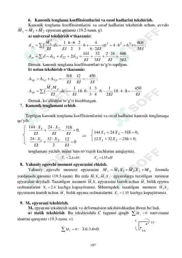 STATIK NOANIQ RAMALARNI KUCHLAR USULIDA HISOBLASH 3