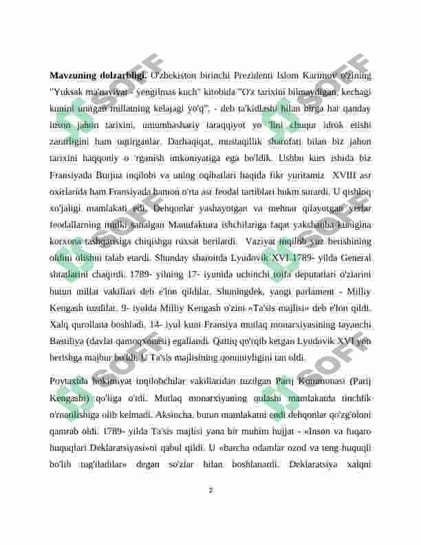 Tarix darslarida ,,Buyuk fransuz burjua inqilobining yakunlanishi va tarixiy ahamiyati '' mavzusini oʻrganish. 3