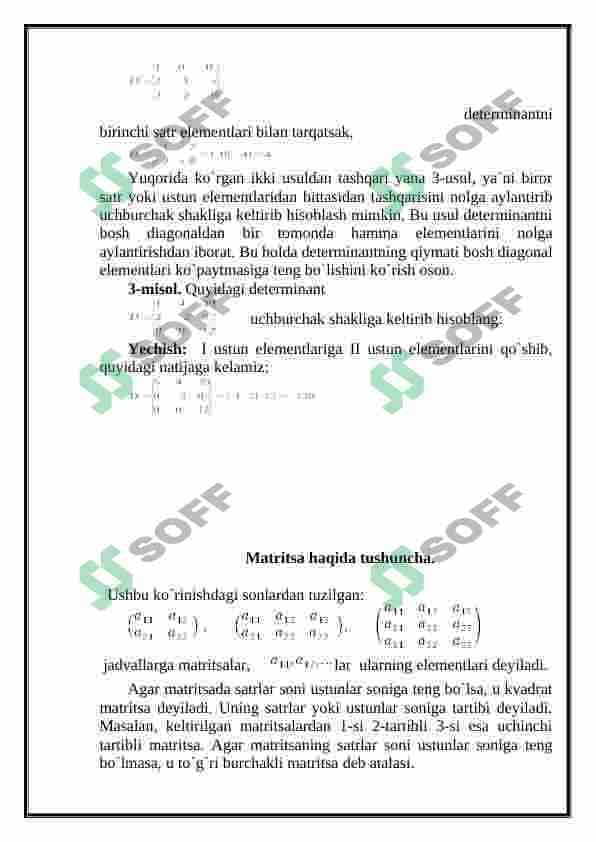 Matritsa va determinant 4