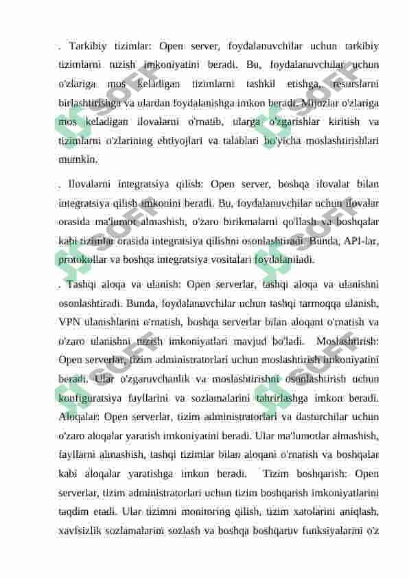 Open server va uning imkoniyatlari. 4