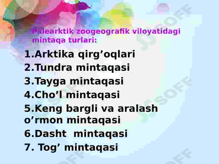 Palearktika zoogeografik viloyatdagi turli mintaqalar faunasi 4