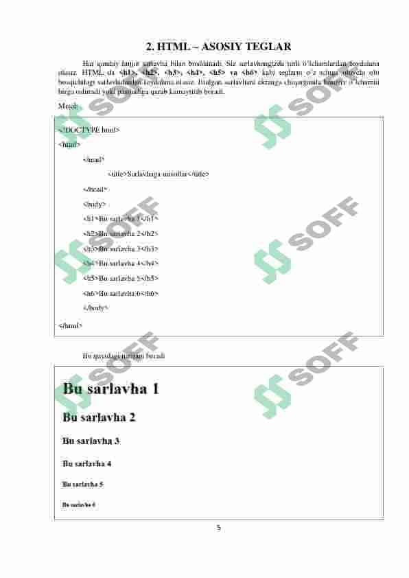 HTML darslik 5