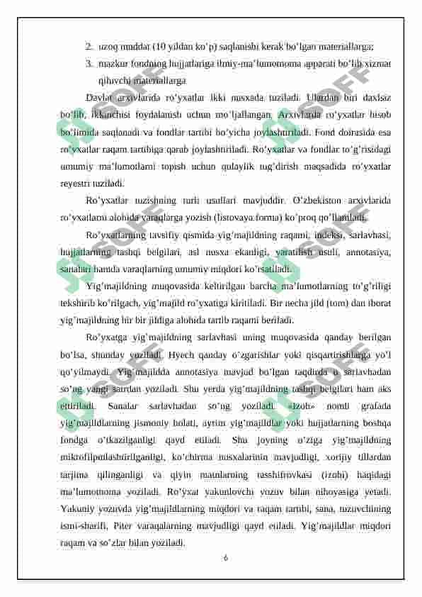 ARXIVLARDA HUJJATLARNI BAHOLASH, SARALASH 5
