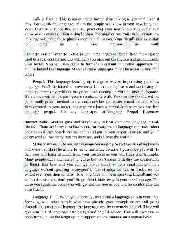 LANGUAGE ADVISORY TIPS AND ADVICE FOR LANGUAGE LEARNING 5