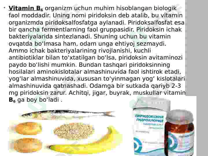 Suvda va yogʻda eruvchi vitaminlar 6