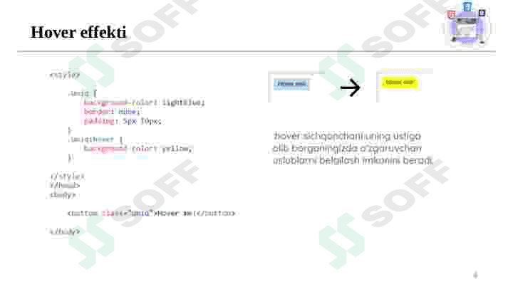 CSS3 effektlari, transformatsiya, animatsiyalar bilan ishlash. 6