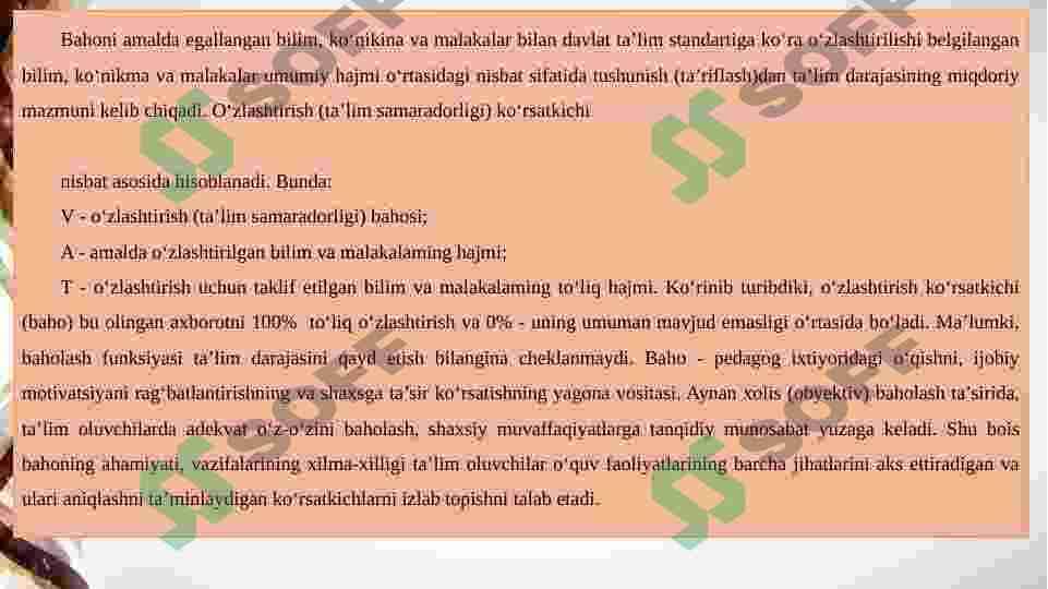 Talabalarning bilim o‘zlashtirishini nazorat qilish 6