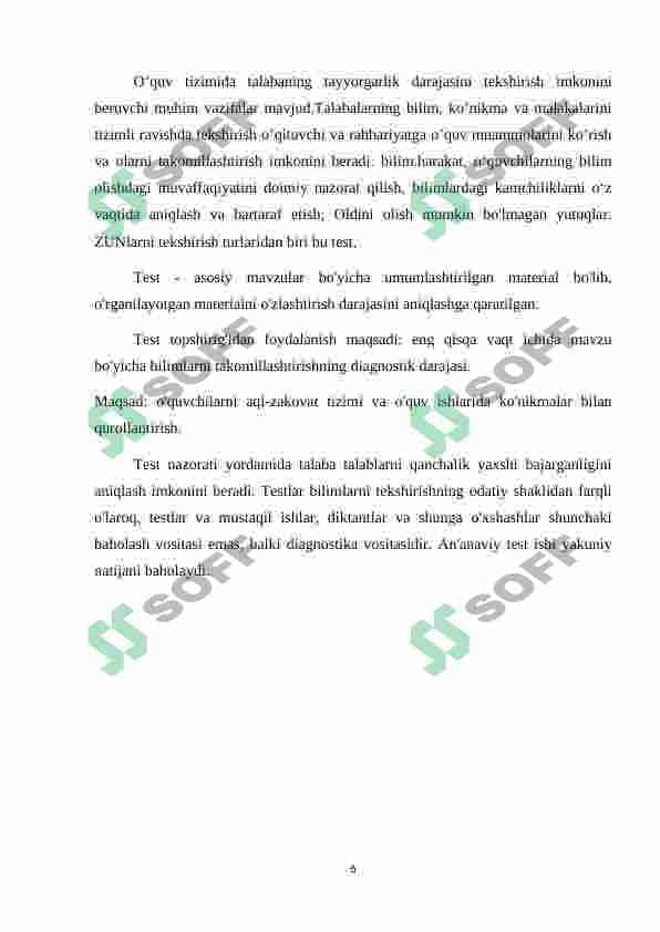 Adabiyotdan sinov darslarini tashkil etish 6