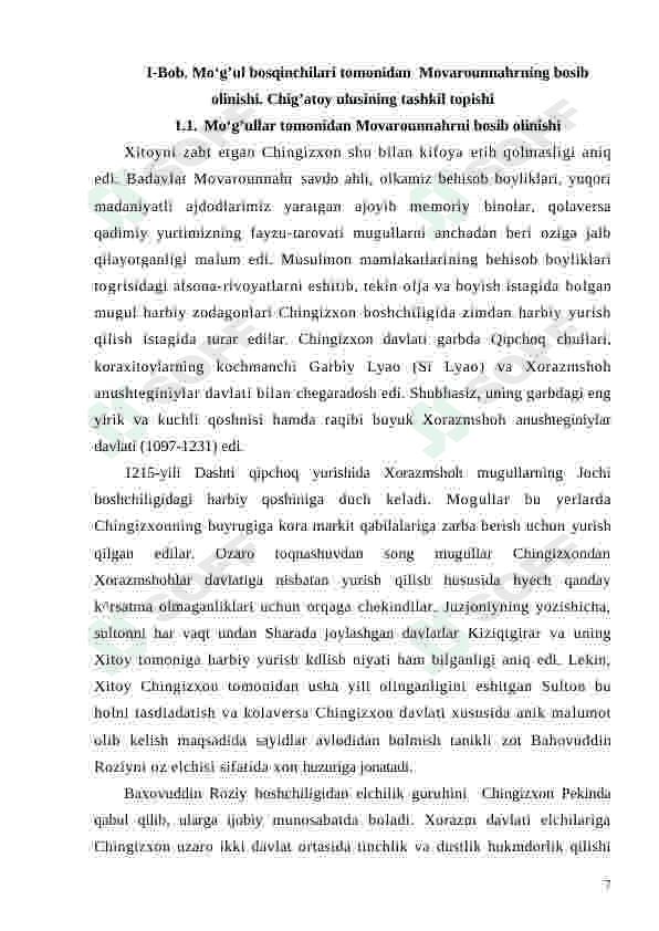 CHIGATOY ULUSINING TASHKIL TOPISHI 7
