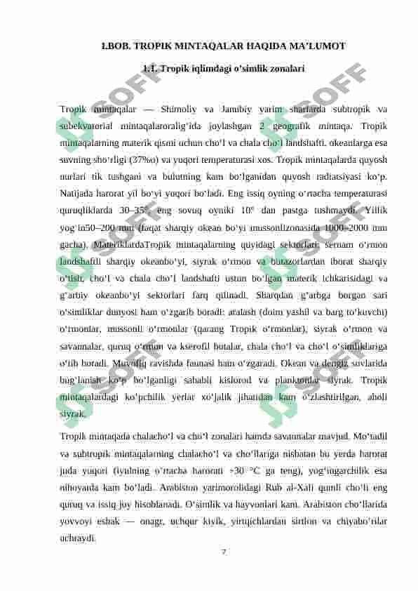 Tropokda tarqalgan oziq ovqat oʻsimliklari 7