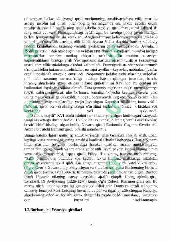 Fransiyada Burbonlar hukumronligi davri 7
